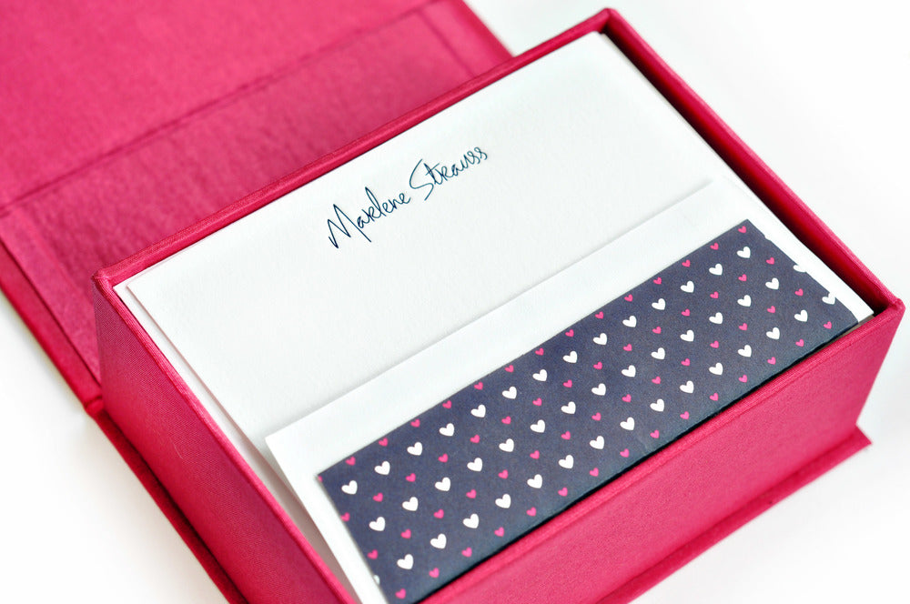 petite magenta silk stationery box - p11