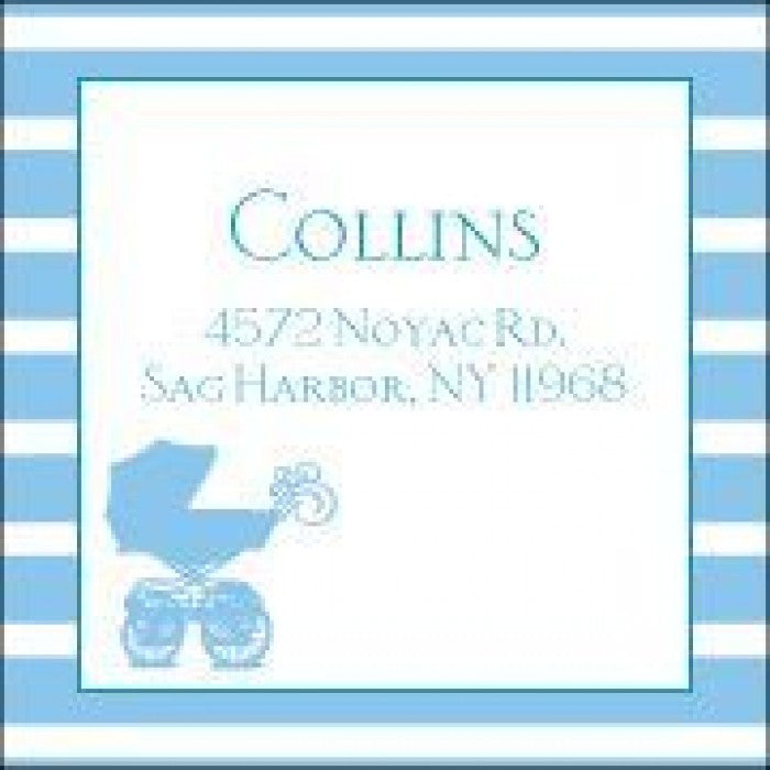 flat print baby announcement - baby buggy blue