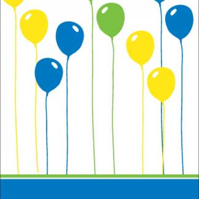 kid's parties invitations - big day balloons blue