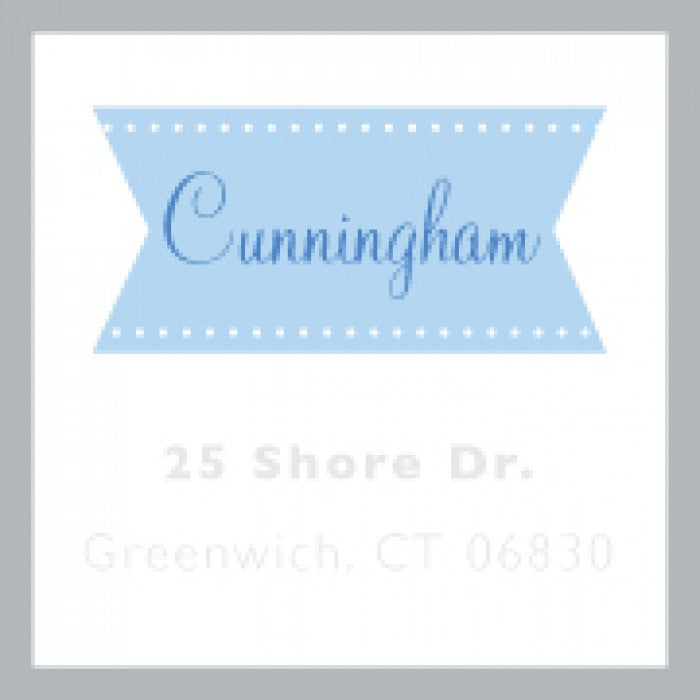 flat print baby announcement - blue ribbon