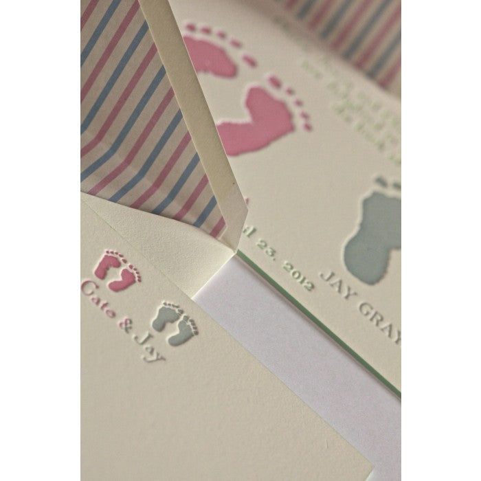 cate & jay footprint baby stationery