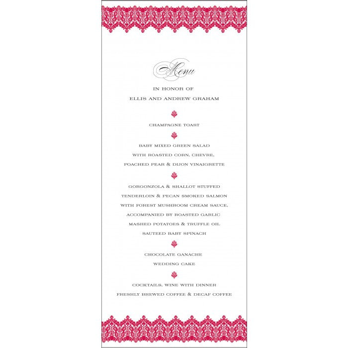 ellis & andrew menu card