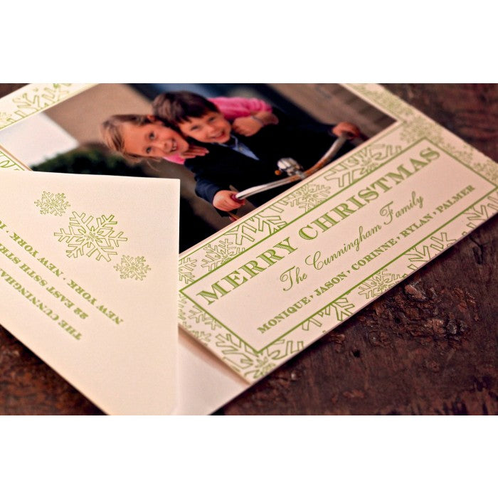 green snow holiday card