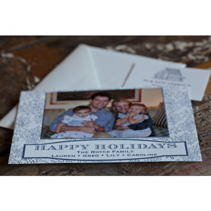 navy snow holiday card