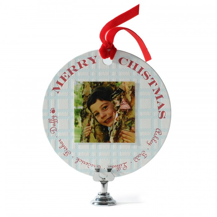 plaid ornament holiday card