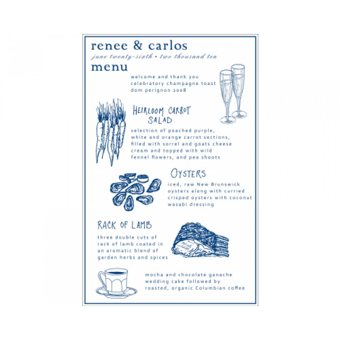 renee & carlos menu card