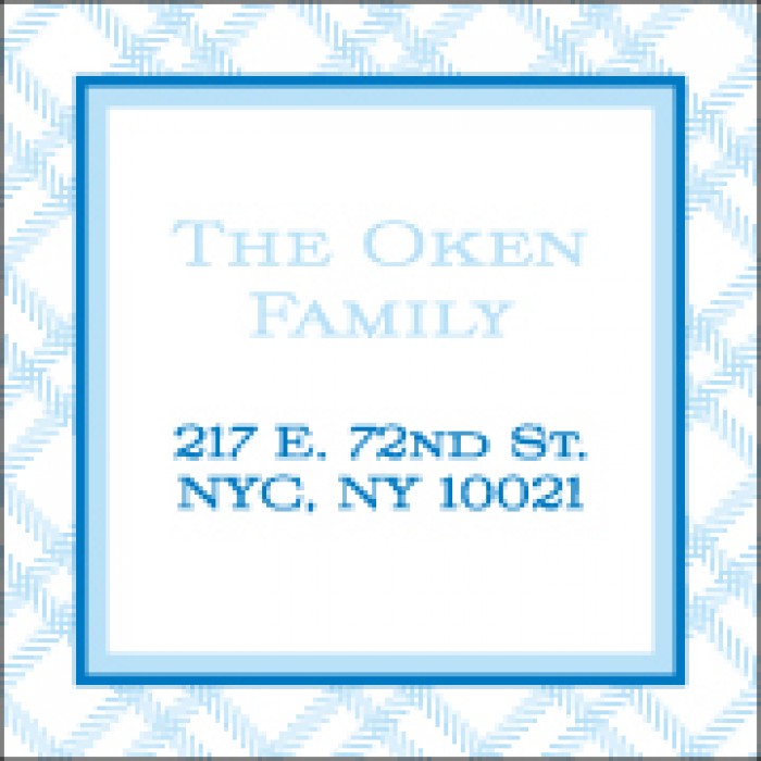 flat print baby announcement - blue tartan