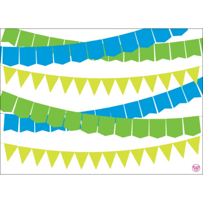 kid's parties invitations - banner year green