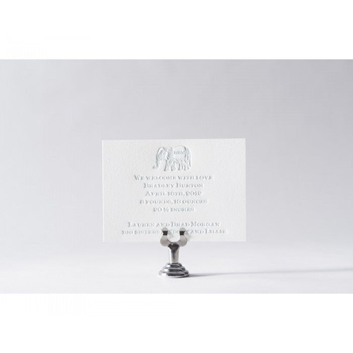 letterpress elephant baby announcement - bradley
