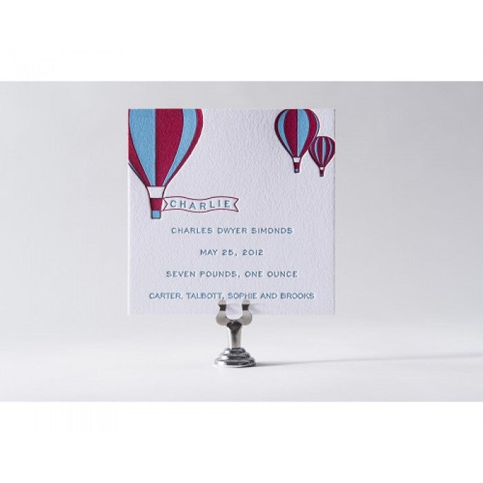 letterpress ballons baby announcement - charlie