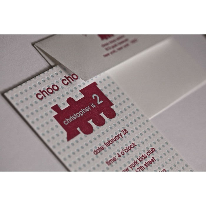 kid's parties invitations - choo choo train engine