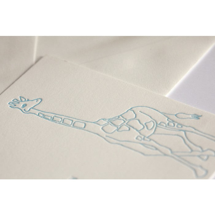 letterpress giraffe baby announcement - connor