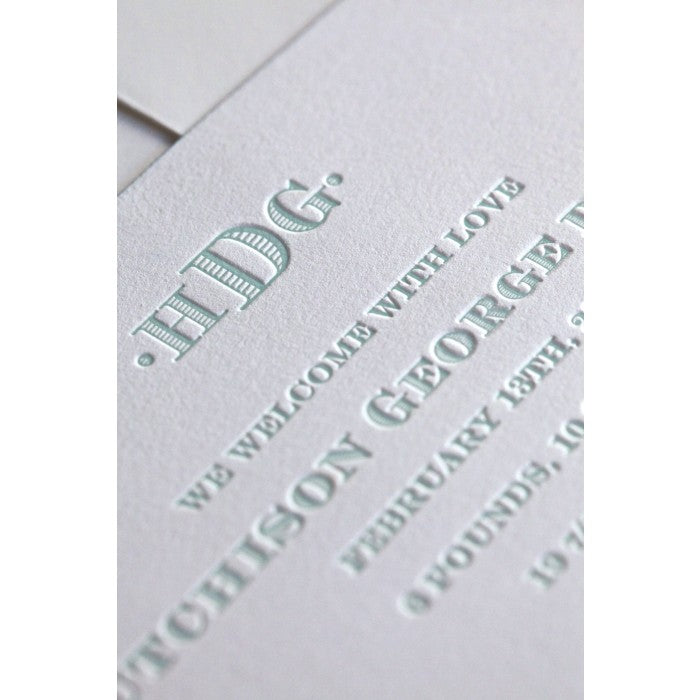 letterpress baby announcement - hutchison