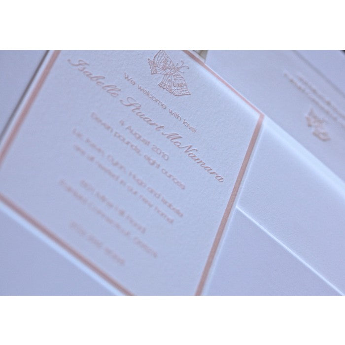 letterpress butterfly baby announcement - isabelle