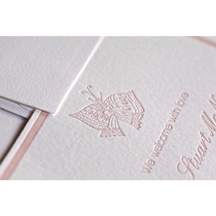 letterpress butterfly baby announcement - isabelle