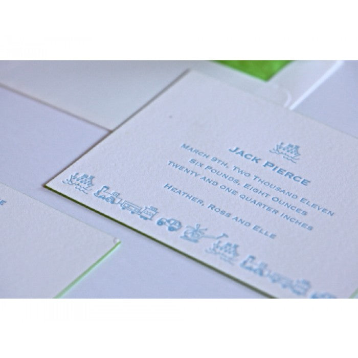 letterpress toys baby announcement - jack baby