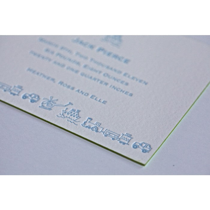 letterpress toys baby announcement - jack baby