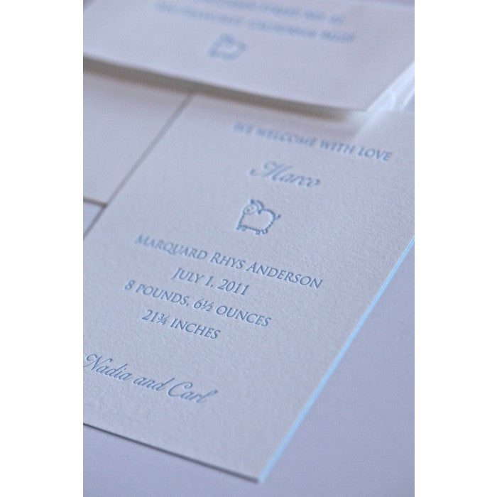 letterpress sheep baby announcement - marco