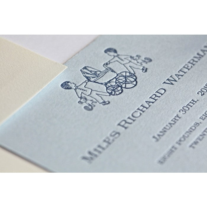 letterpress carriage baby announcement - miles