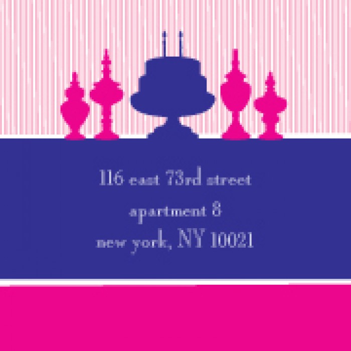 kid's parties invitations - pink purple cake