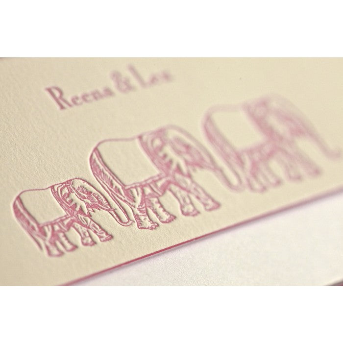 letterpress elephant baby announcement - sloane