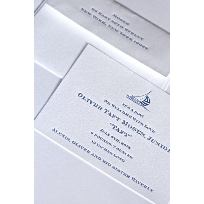 letterpress ship baby announcement - taft