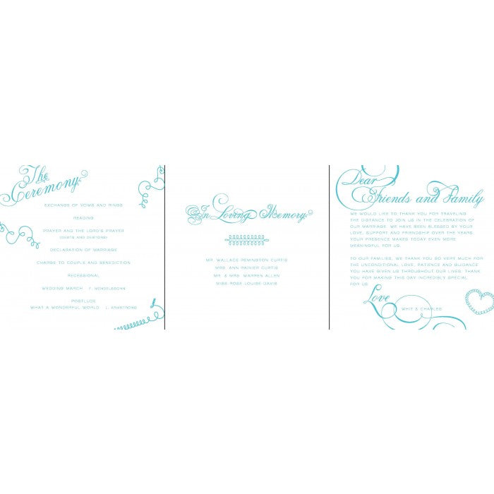 whitney & charles ceremony program front card