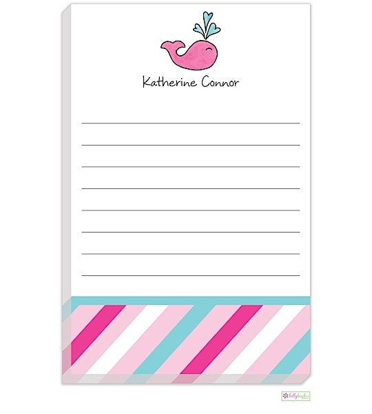 personalized - preppy whale notepad
