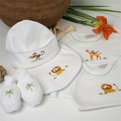 safari embroidered layette set by gordonsbury