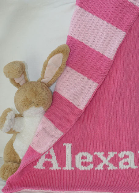 wide stripe personalized baby blanket