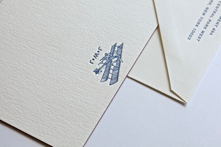 kids black airplane stationery