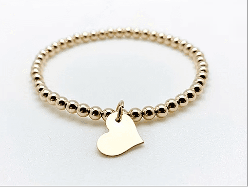 large heart beaded bracelet - 14k 4mm