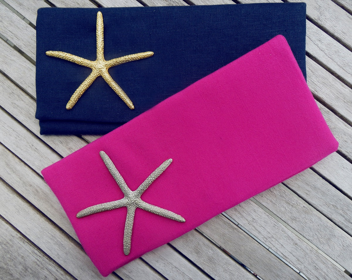 linen clutch with castings
