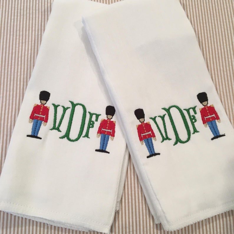 toy soldiers baby bib and burp cloth set
