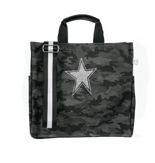 luxe NS camo tote with black handles