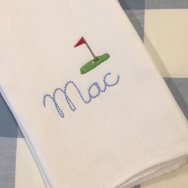 mnogrammed golf burp cloth and bib Set