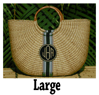 monogrammed half moon woven basket bag