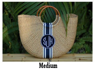 monogrammed half moon woven basket bag