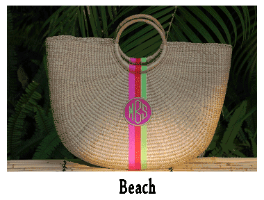 monogrammed half moon woven basket bag
