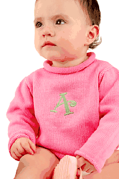 monogrammed roll neck pullover sweater