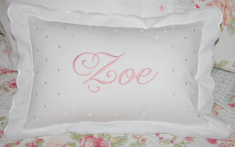 monogrammed scalloped baby pillow