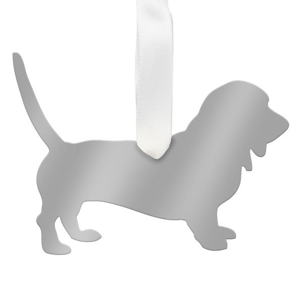 moon and lola bassett hound ornament - gold