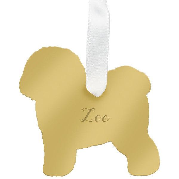 moon and lola bichon frise christmas ornament - silver