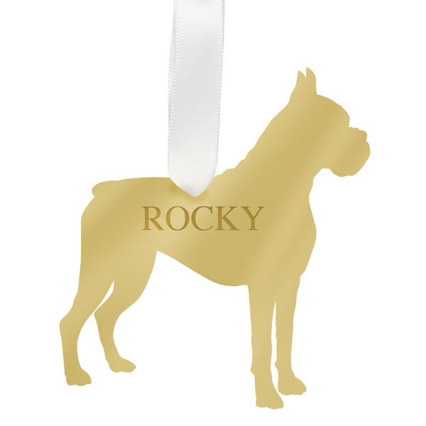 moon and lola boxer christmas ornament - gold
