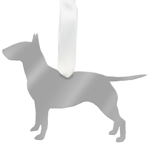 moon and lola bull terrier christmas ornament - gold