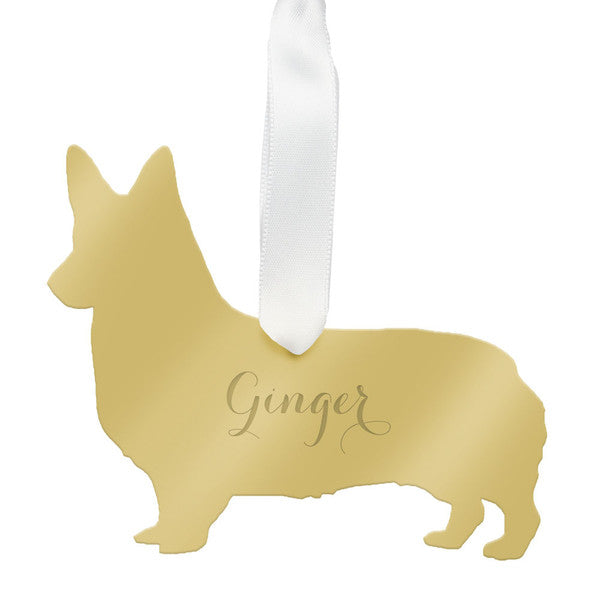 moon and lola christmas corgi christmas ornament - silver