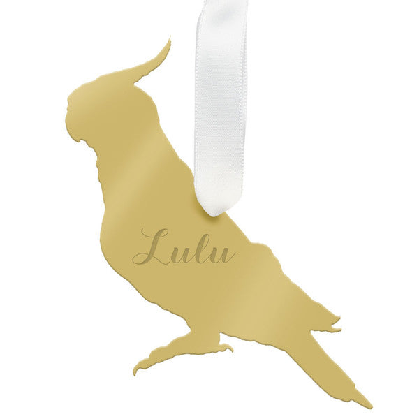 moon and lola cockatiel christmas ornament - silver