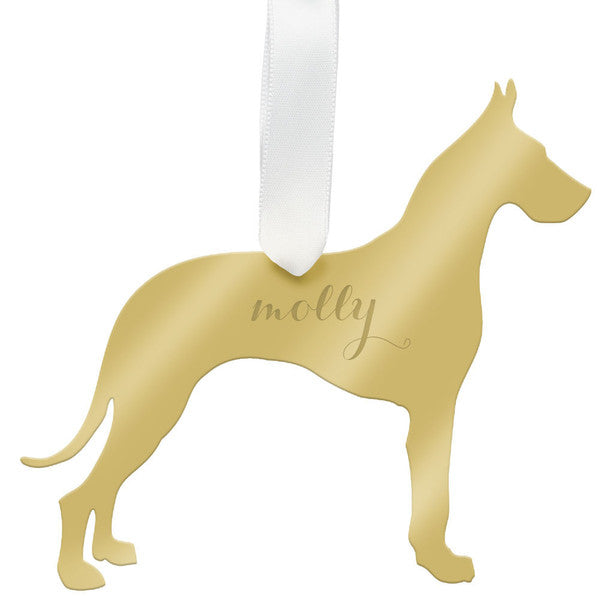 moon and lola great dane christmas ornament - gold