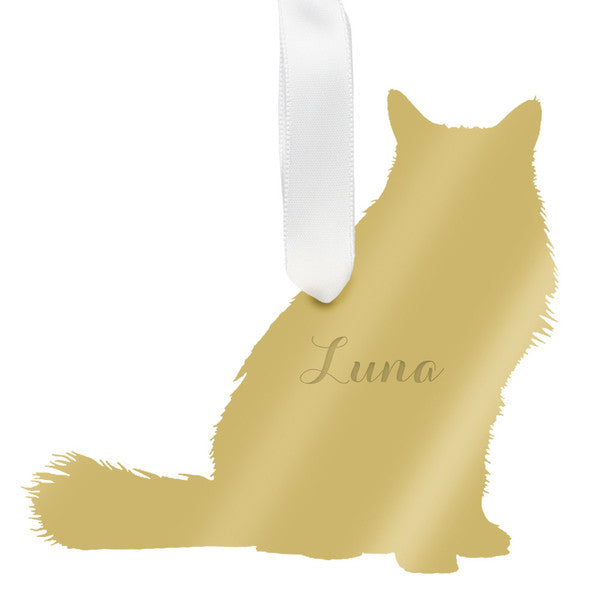 moon and lola long haired cat ornament - gold