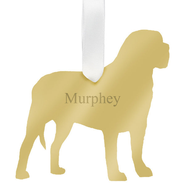 moon and lola mastiff christmas ornament - gold